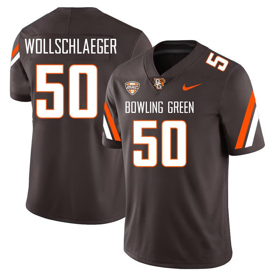 Bowling Green Falcons #50 Alex Wollschlaeger College Football Jerseys Stitched Sale-Brown